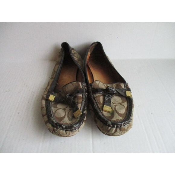 *COACH Classic FRIDA Loafers Brown Logo Canvas and Patent Trim - Picture 3 of 8